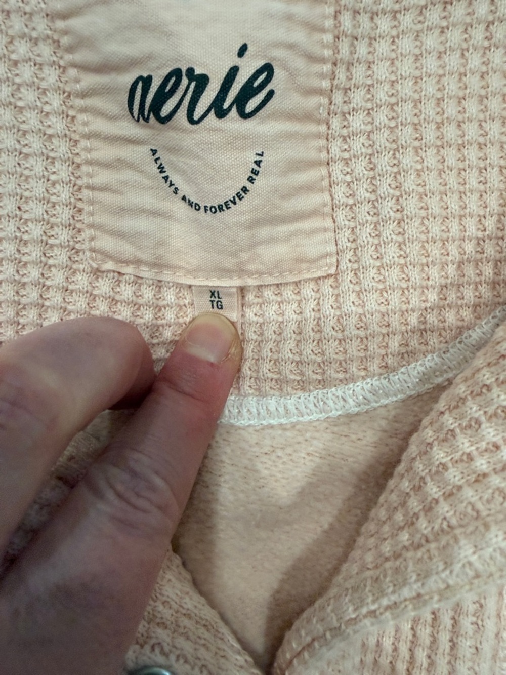 aerie Peach Snap-Button Pullover Sweater—XL - Picture 3 of 11